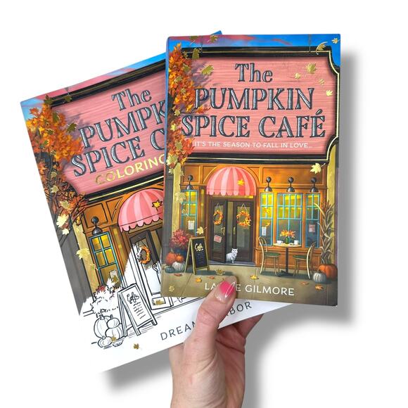 The Pumpkin Spice Cafe (#1) by Laurie Gilmore & Coloring Book NEW Book Bundle - Picture 1 of 9
